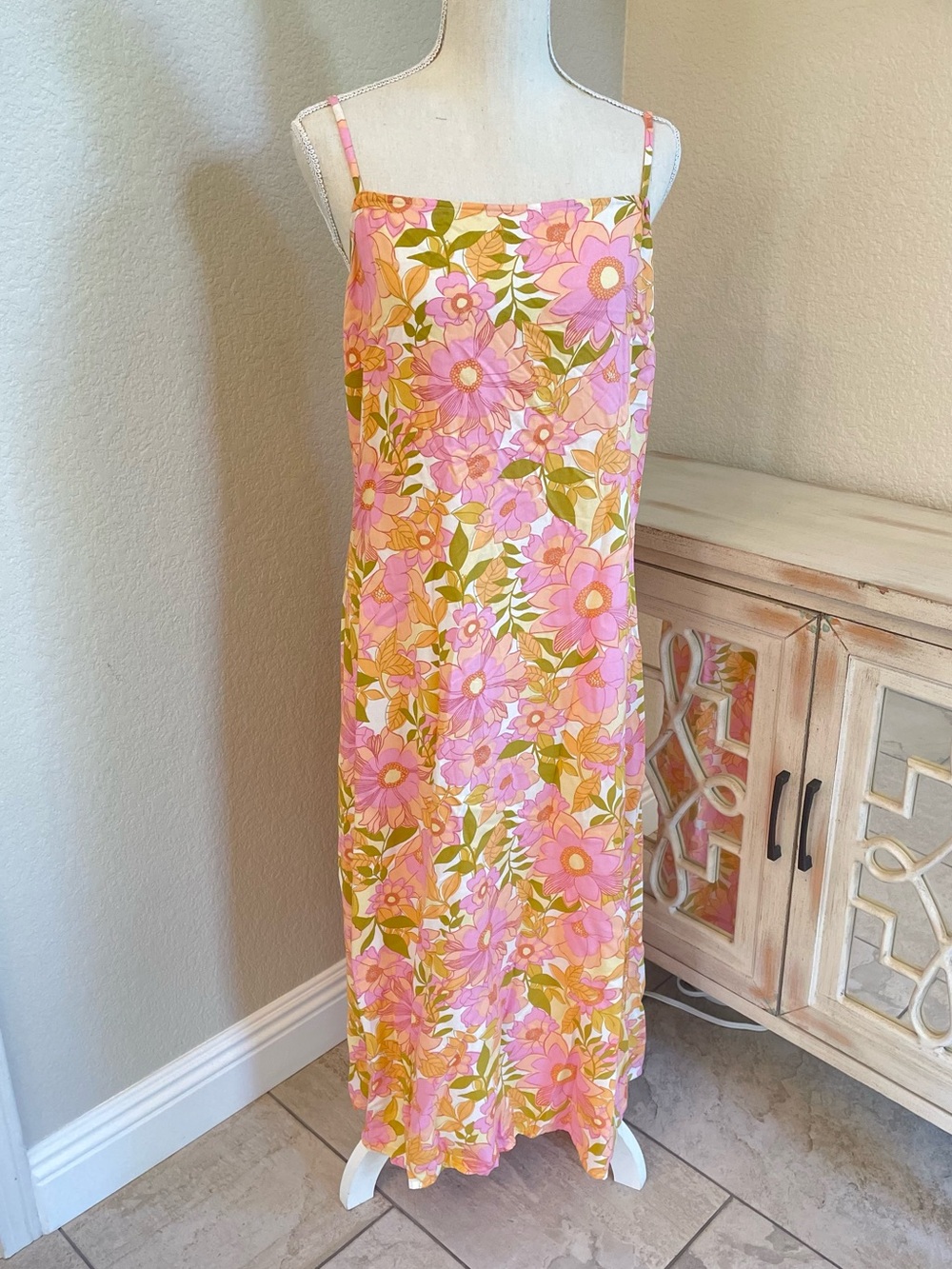 BILLABONG Floral Pink Slip Dress SZ MED